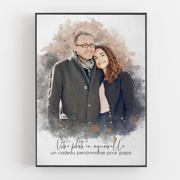 Cadeau pour la fête des pères - Votre photo en aquarelle - Un cadeau personnalisé pour papa et papy