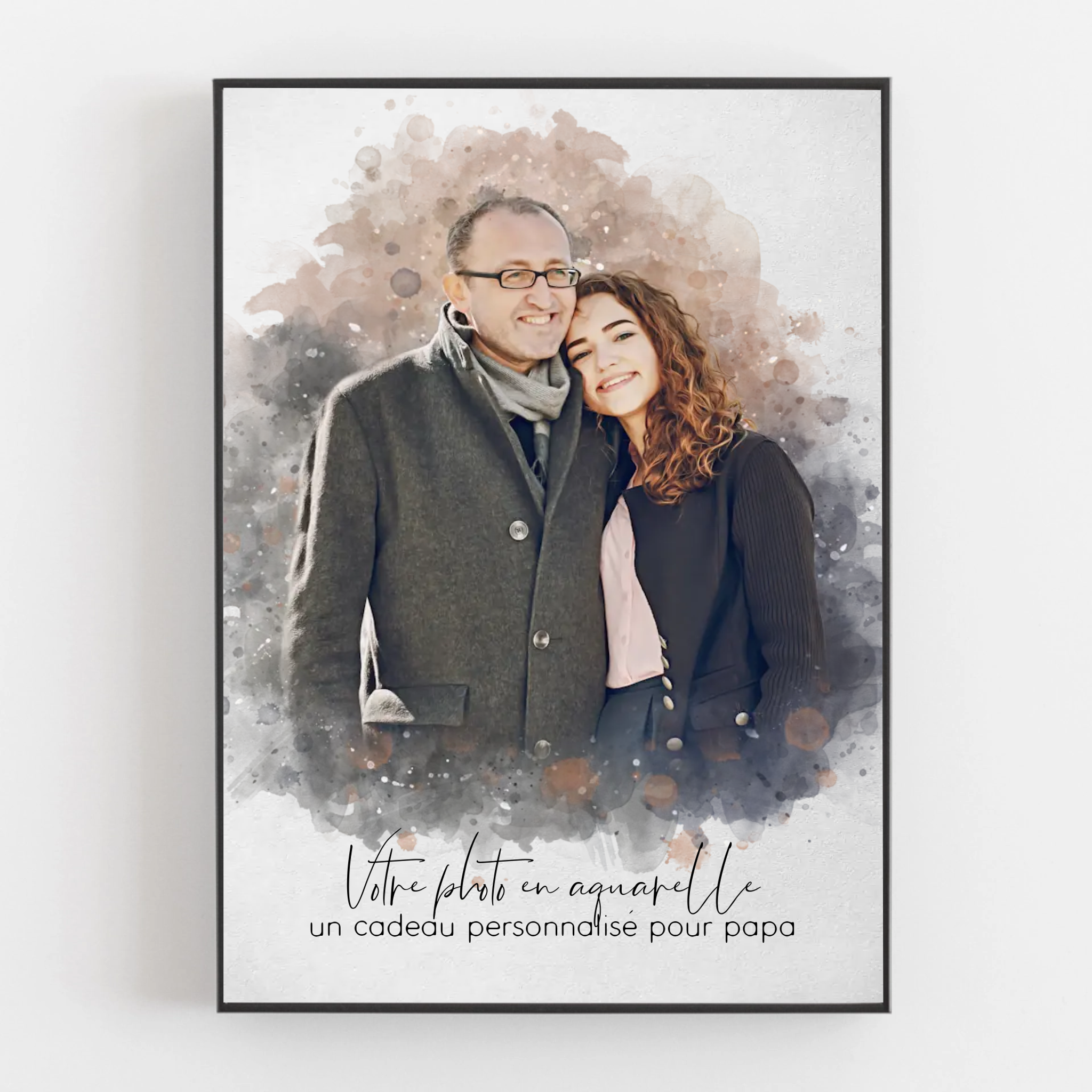 Cadeau pour la fête des pères - Votre photo en aquarelle - Un cadeau personnalisé pour papa et papy