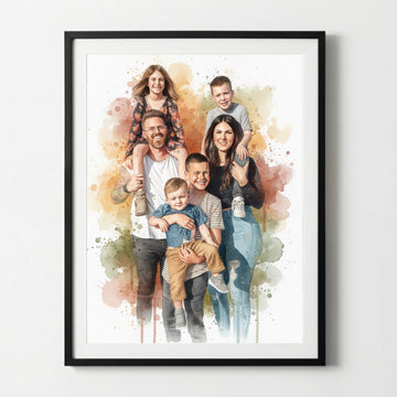 Poster de famille en style aquarelle | personnalisable