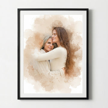 Cadeau pour la fête des mères - Votre photo en aquarelle - Un cadeau personnel pour maman