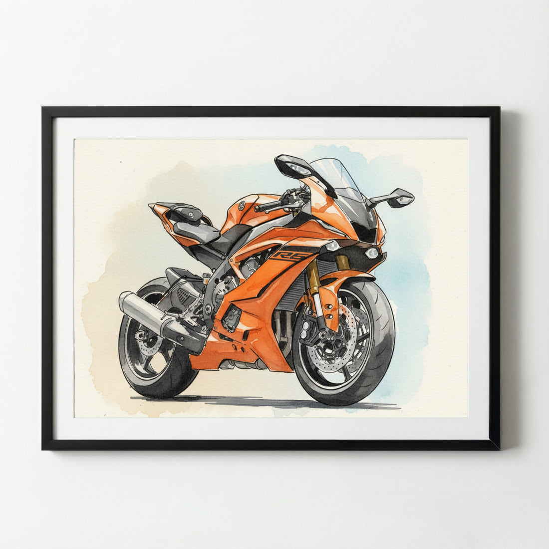 Poster moto style aquarelle | Cadeaux pour motards | Paysage