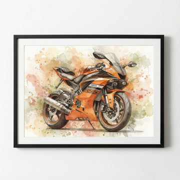 Poster moto style aquarelle | Cadeaux pour motards | Paysage