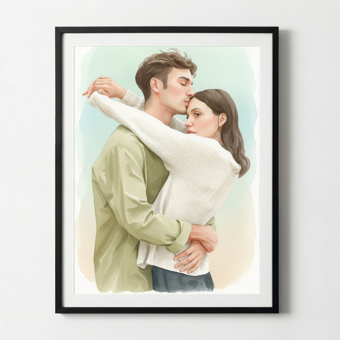 Votre photo en aquarelle | Poster personnalisable | Cadeau pour couples