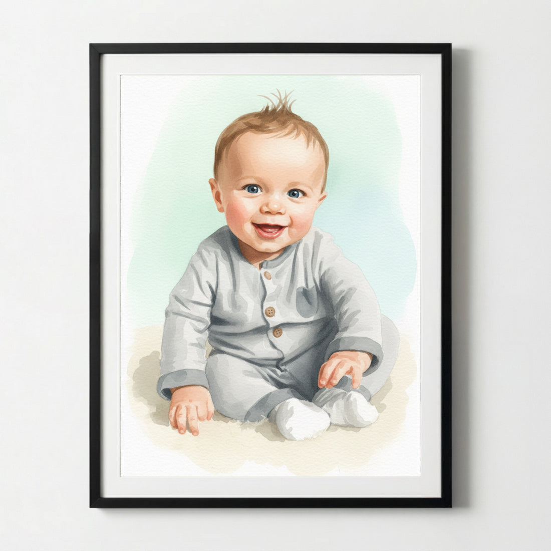 Photo de votre bébé en style aquarelle | Cadeau de naissance