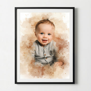 Photo de votre bébé en style aquarelle | Cadeau de naissance