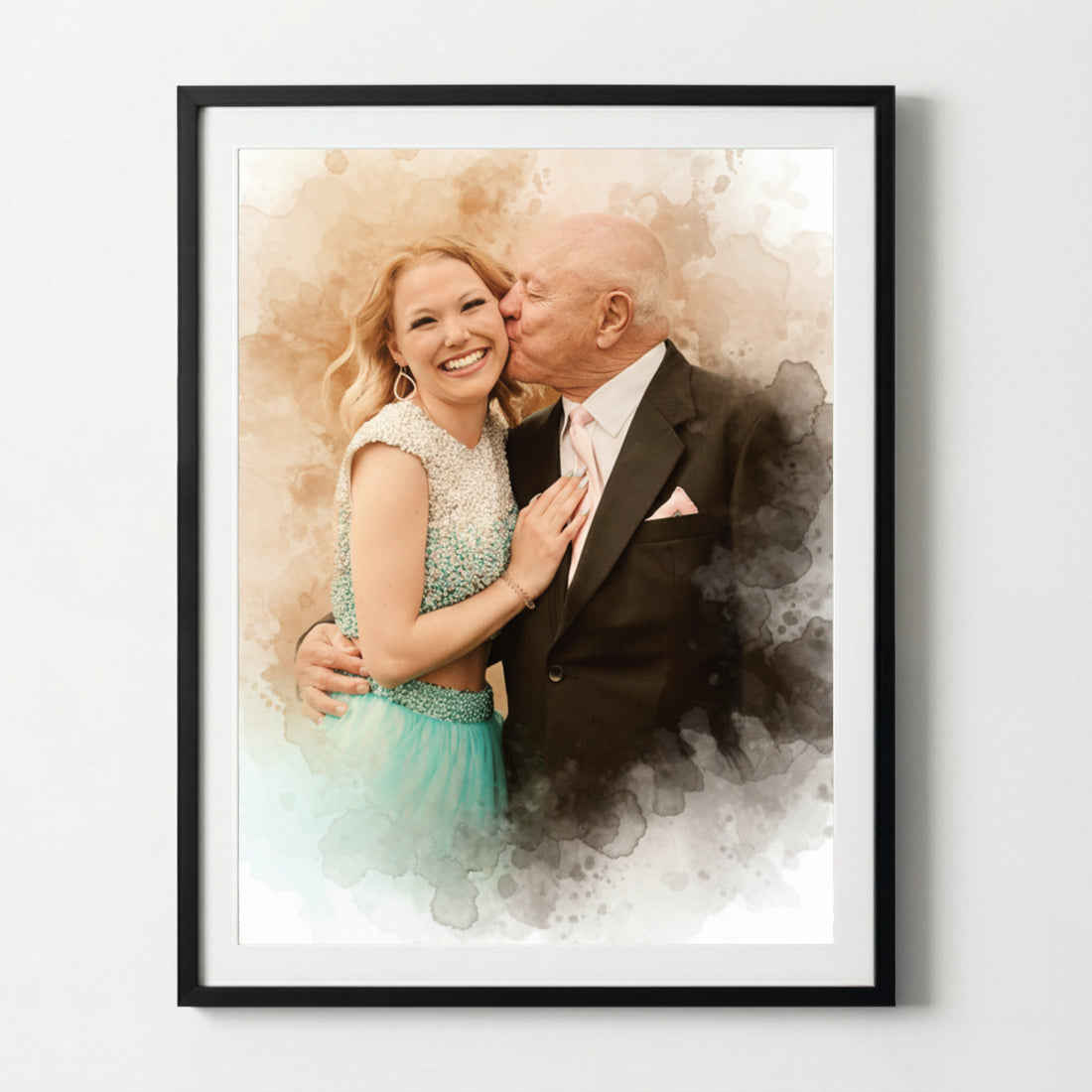 Cadeau pour la fête des pères - Votre photo en aquarelle - Un cadeau personnalisé pour papa et papy